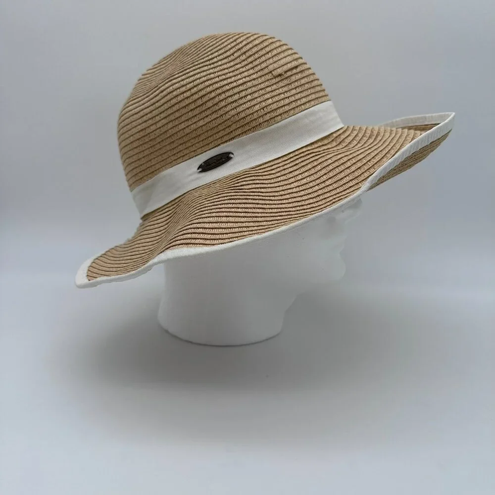 Panama Jack Women's Classic Paper Straw Open Back Floppy Sun Hat, OS, Tea‎ Beige